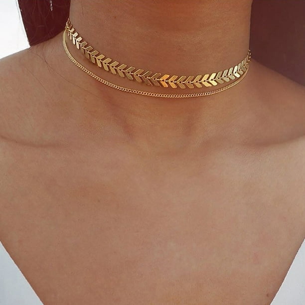 women gold long body chain fish bones rhinestones jewerlry design thin necklace 